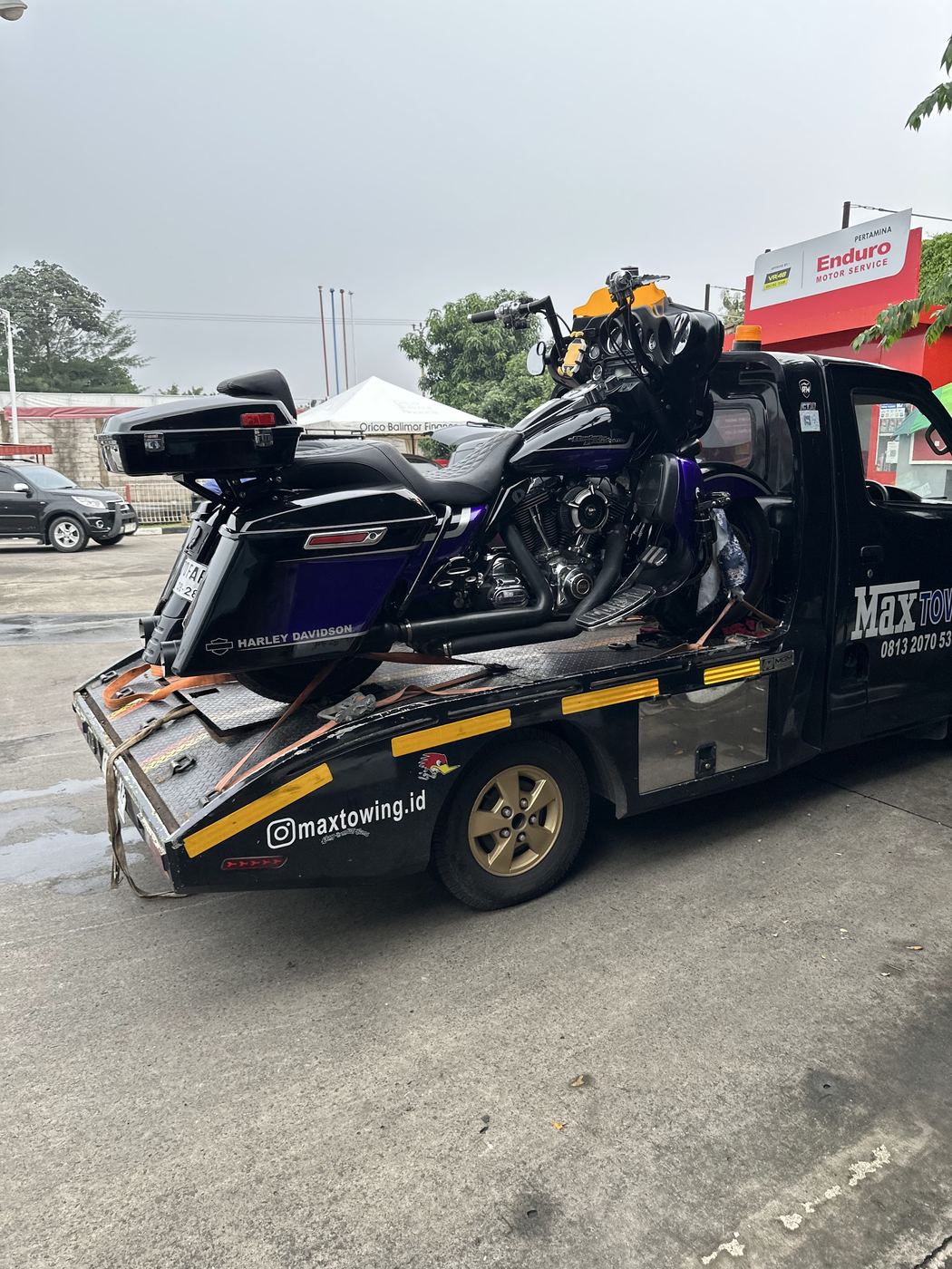 Motor Harley-Davidson diamankan di atas truk Max Towing
